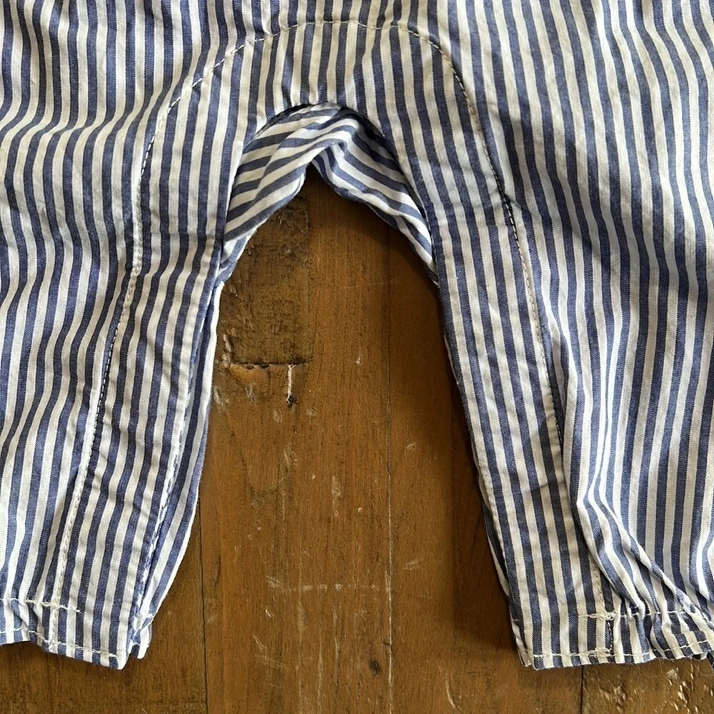 Janie and jack blue and white striped ruffled romper